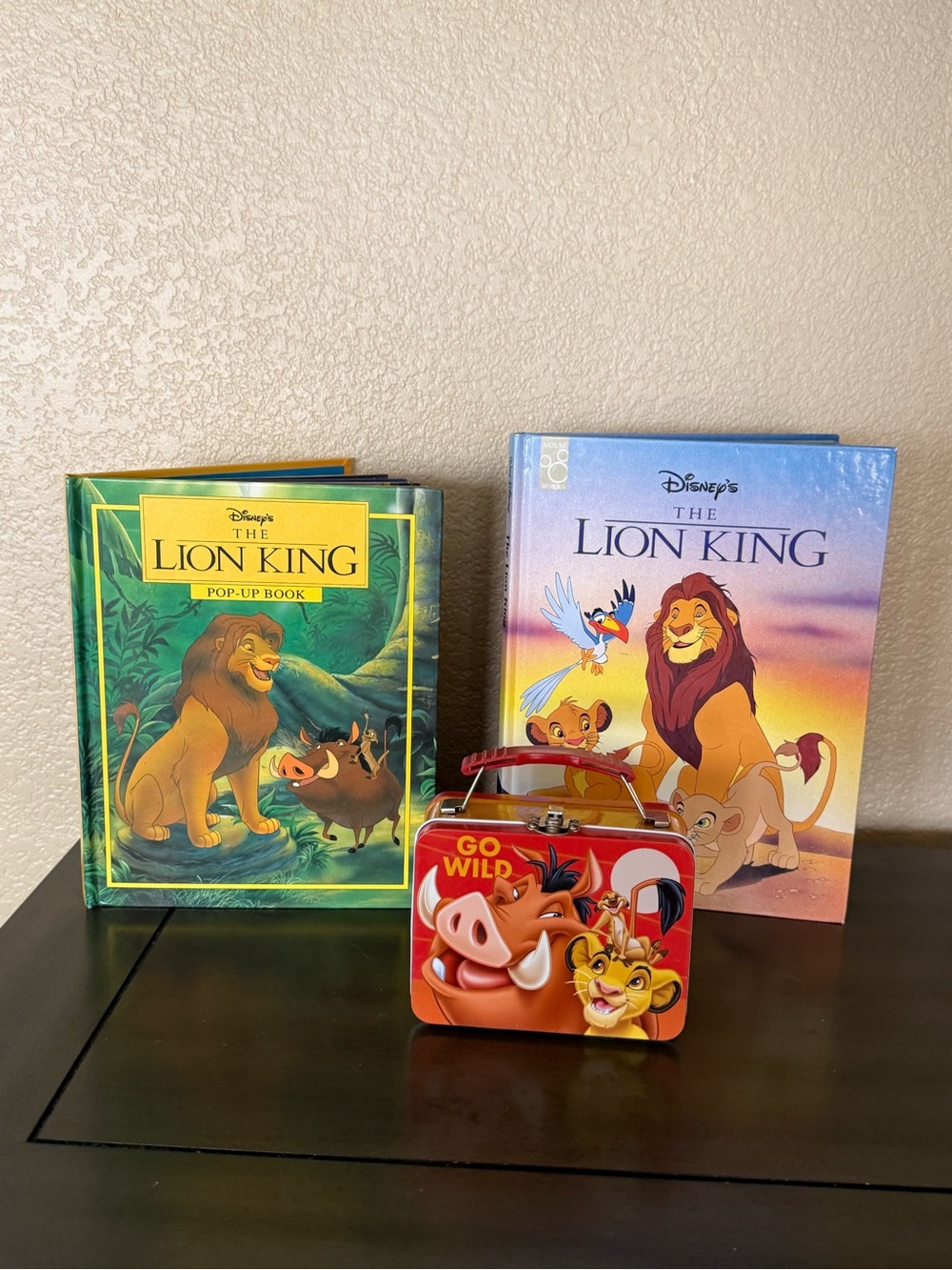 Vintage Disney Lion King Pop Up Book Lot w Tin Lunch Box